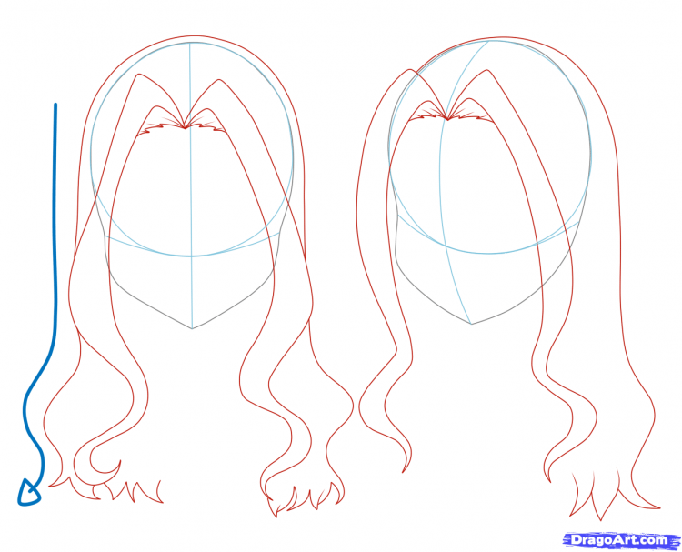 Поэтапное рисование волос