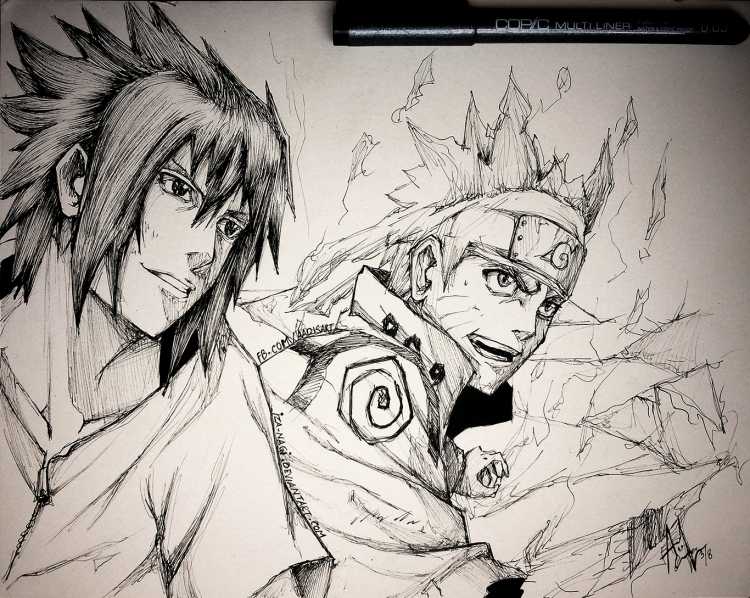 Скетч Наруто и Саске