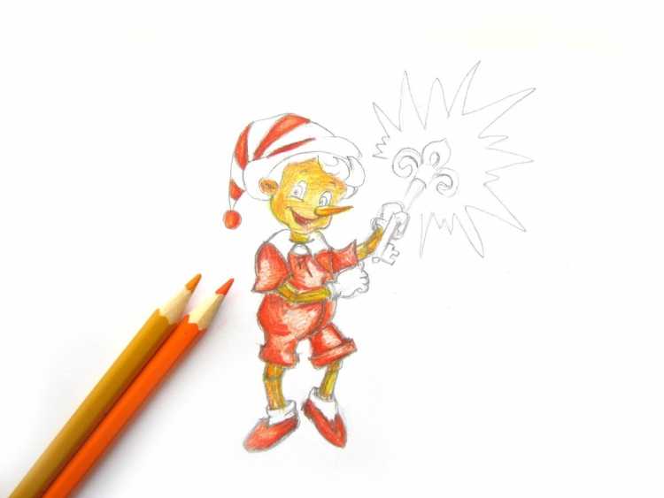 Пиноккио раскраска в цвете