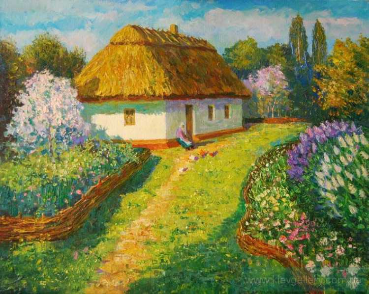 Домик с соломенной крышей картины