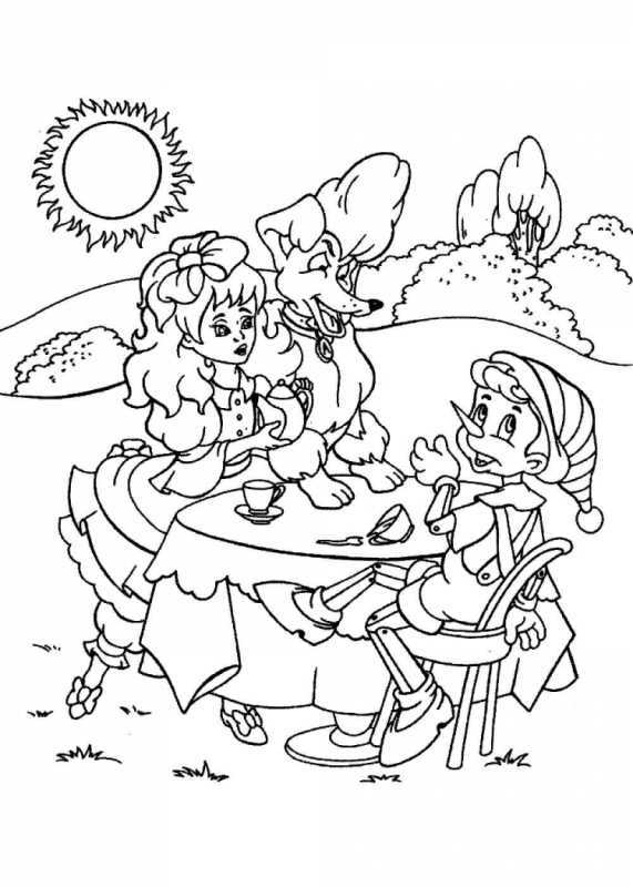 Золотой ключик или приключения Буратино раскраска