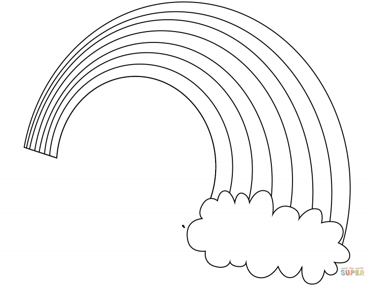 Домик с радугой раскраска