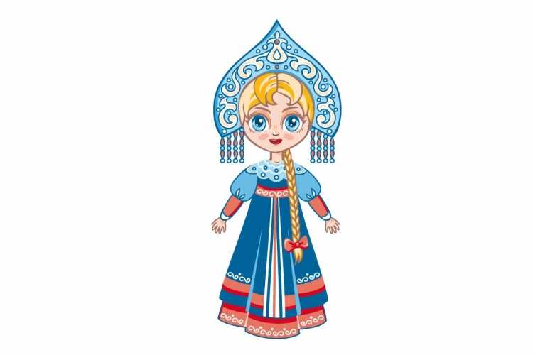 Девушка в русском национальном костюме рисунок