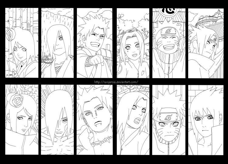 Раскраски аниме Наруто Акацуки