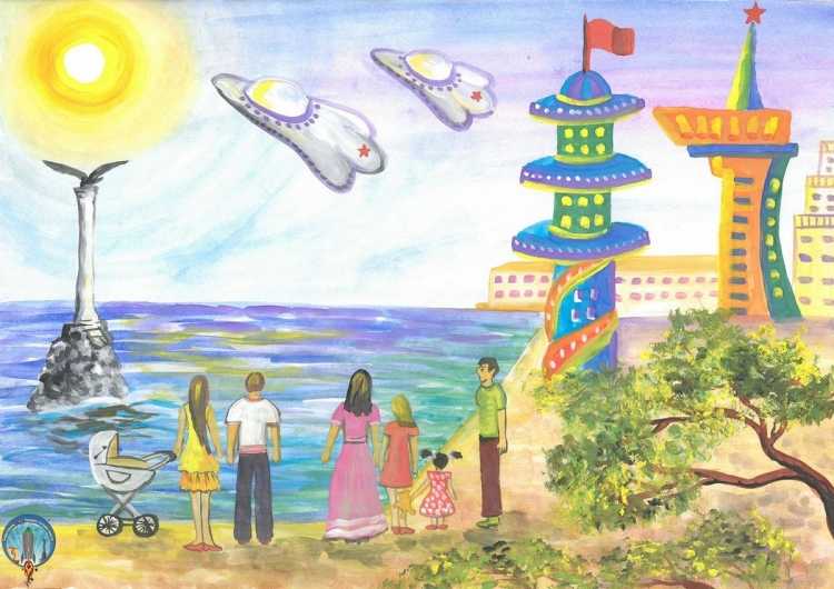 Рисунок на тему город будущего