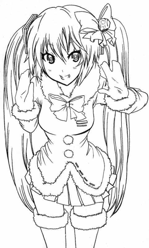 Девочки из аниме для раскрашивания