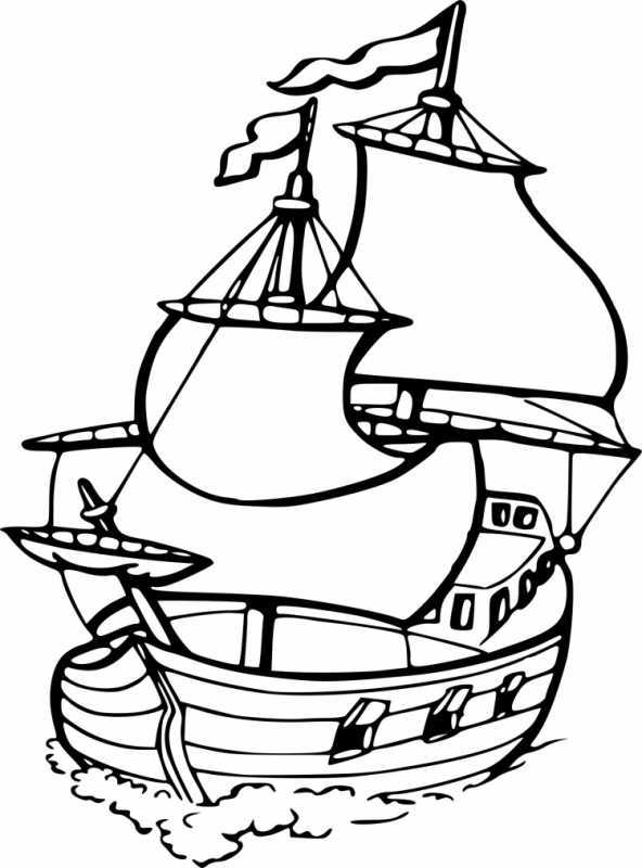 Кораблик парусник раскраска