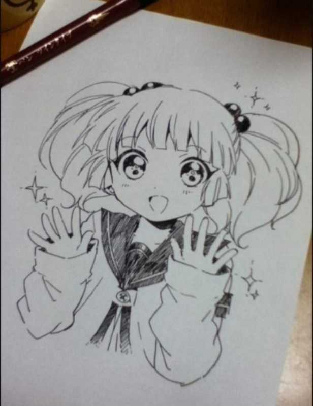Аниме нарисовать ручкой