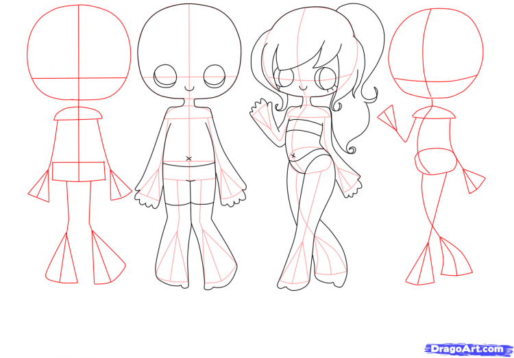 Поэтапный рисунок Чиби