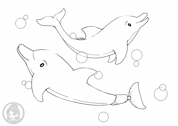 Раскраски маленькие дельфинчики
