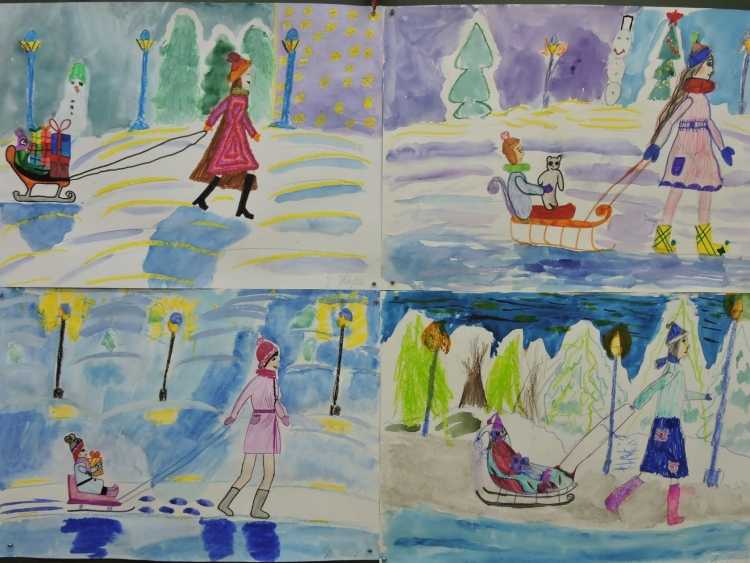 Детские рисунки на катке