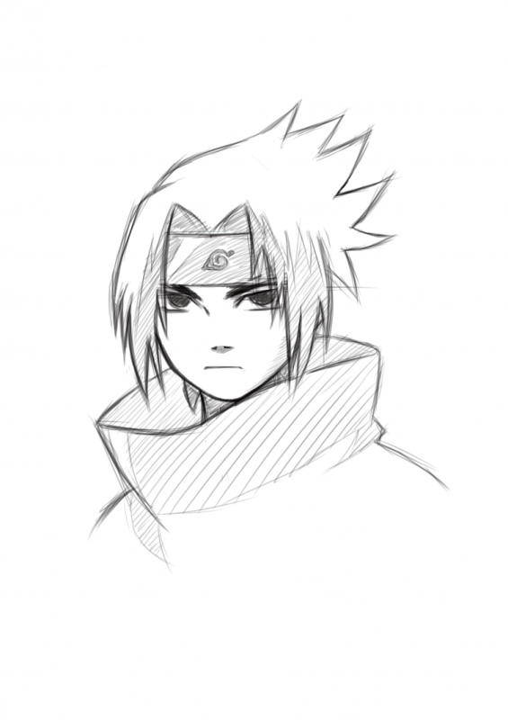 Набросок Саске и Наруто аниме