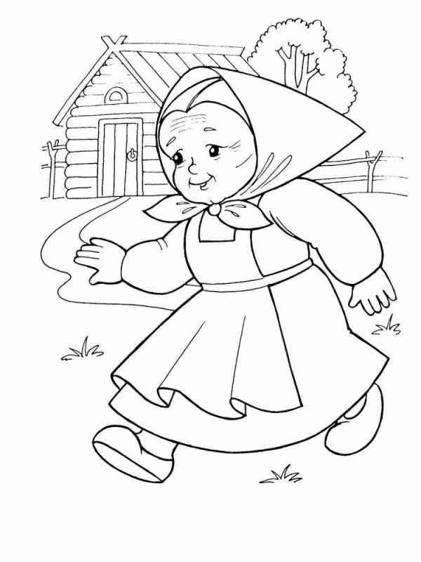 Раскраска бабка из Репки