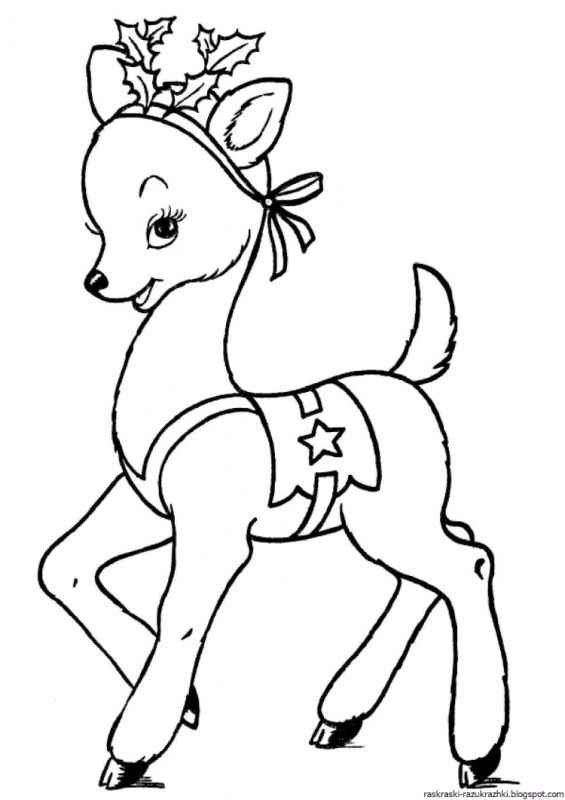 Раскраска олень для детей 3-4 лет