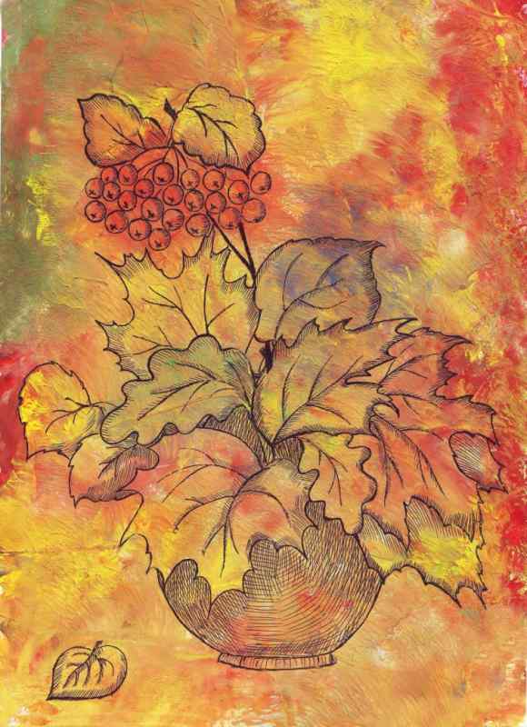 Монотипия осенний букет