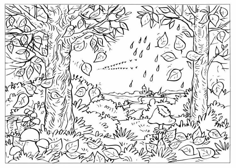 Рисунки для раскрашивания пейзажи