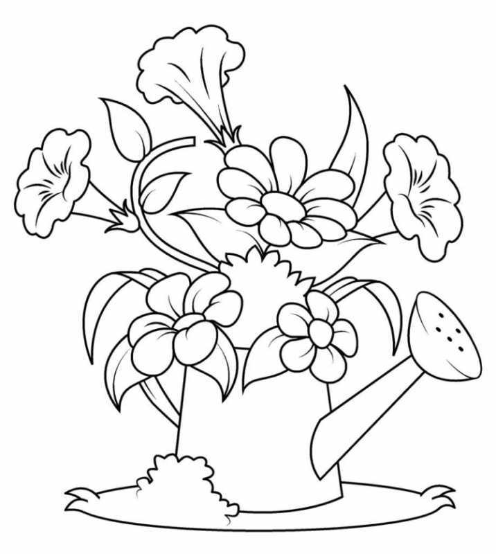 Цветок в горшке для раскрашивания