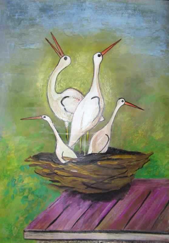 Трафарет аиста для вырезания