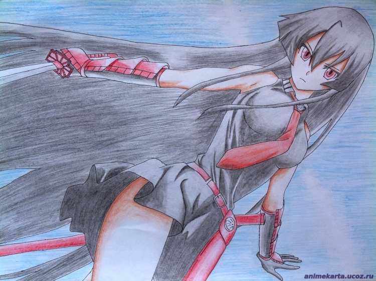 Арты карандашом аниме убийца акаме