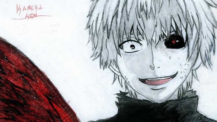 Рисунок аниме Канэки Кен
