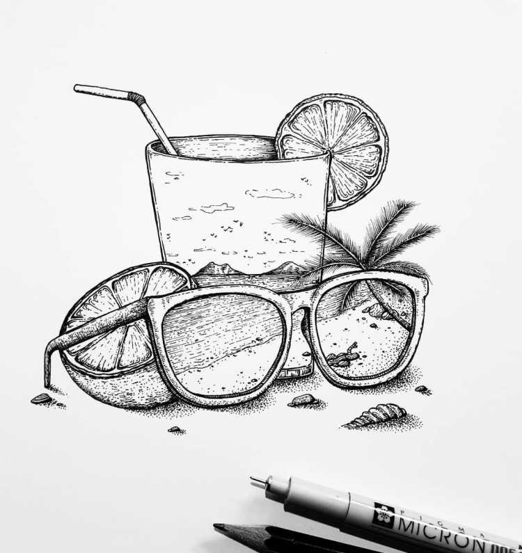 Летние рисунки для срисовки