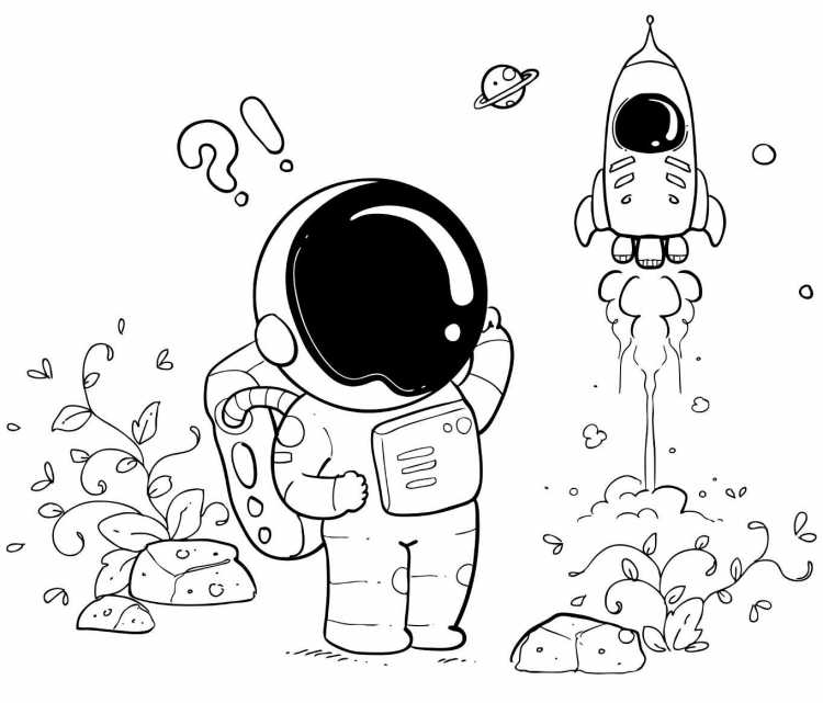 Космонавт раскраска для малышей