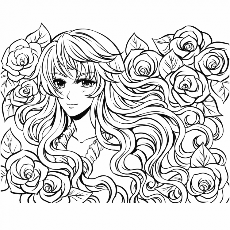 Красивое аниме для раскрашивания
