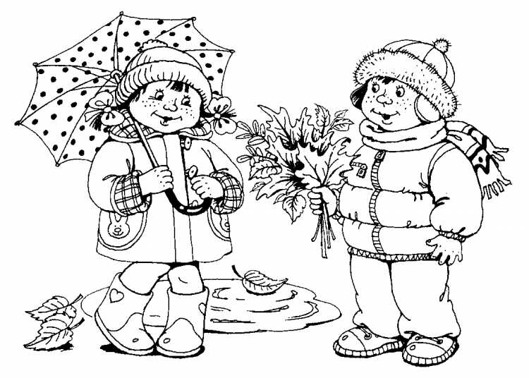 Осенний пейзаж раскраска