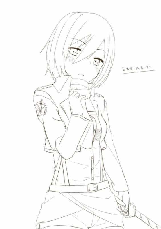 Раскраска атака титанов Микаса