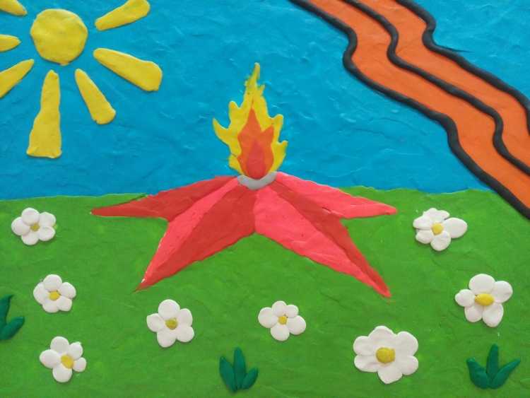 Вечный огонь акварель