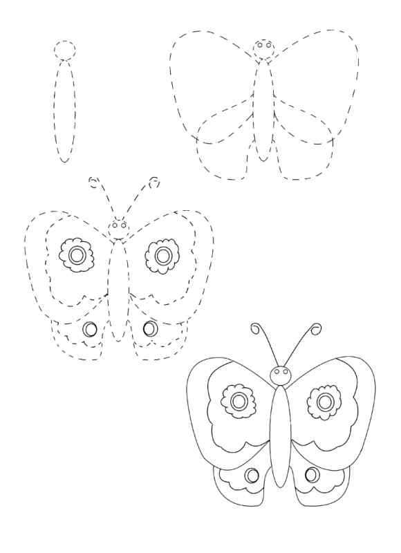 Бабочка рисунок карандашом для детей