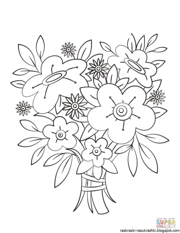 Ваза с цветами раскраска