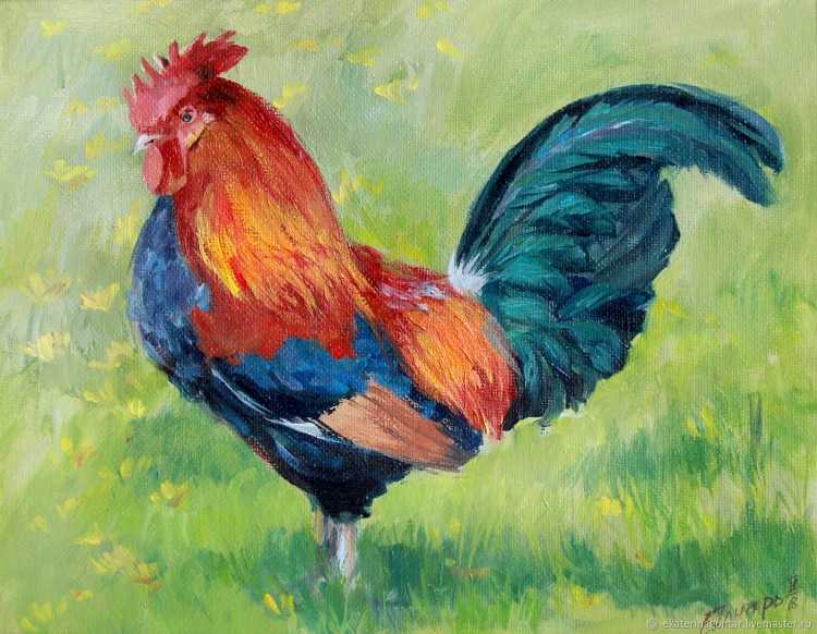 Петровская роспись петушок