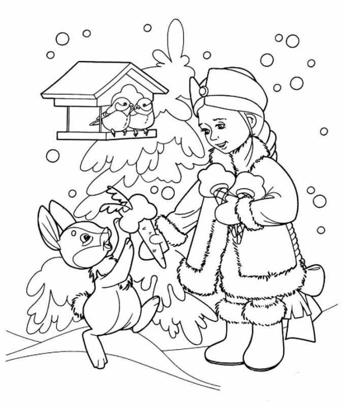 Раскраски для девочек зима новый год
