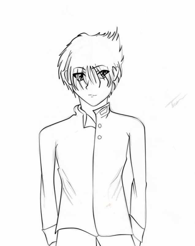 Рисунки аниме карандашом мальчики