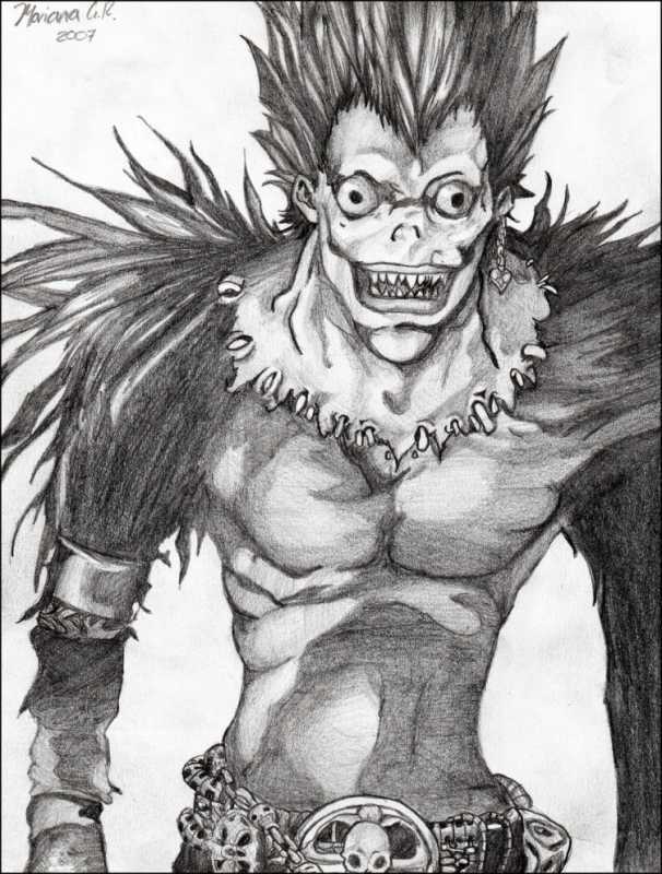 Тетрадь смерти Бог смерти рюк карандашом