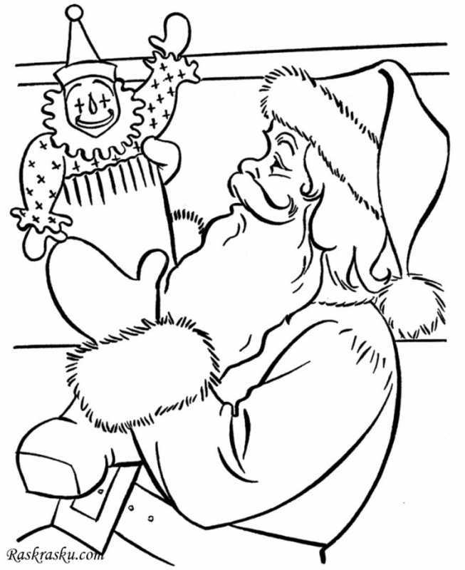 Санта Клаус раскраска