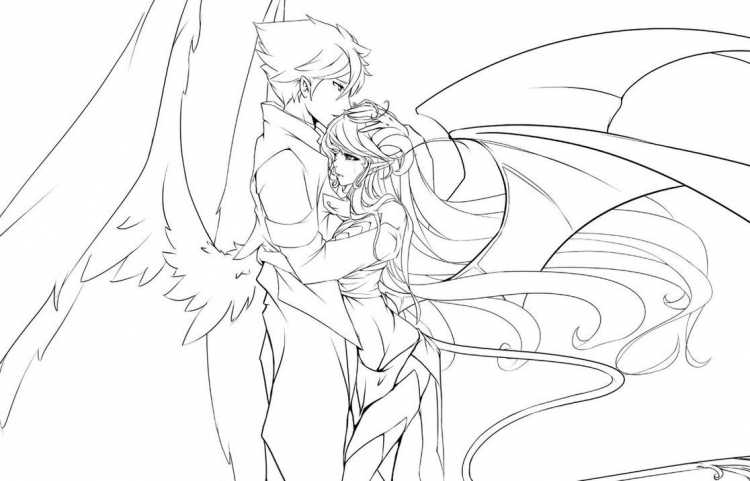 Аниме ангелы Наброски