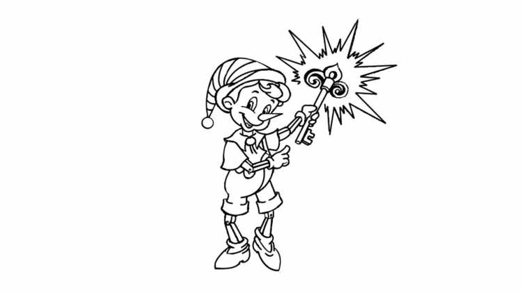 Портрет Буратино карандашом