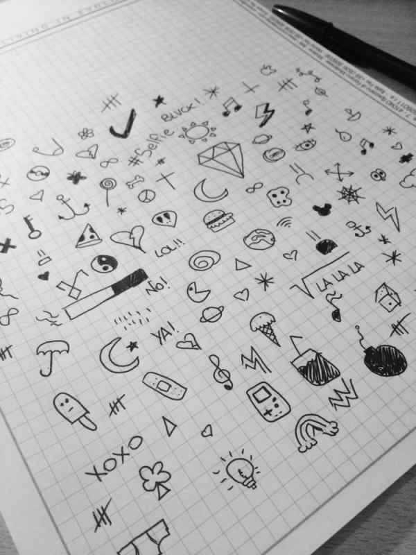 Скетчи ручкой в тетради