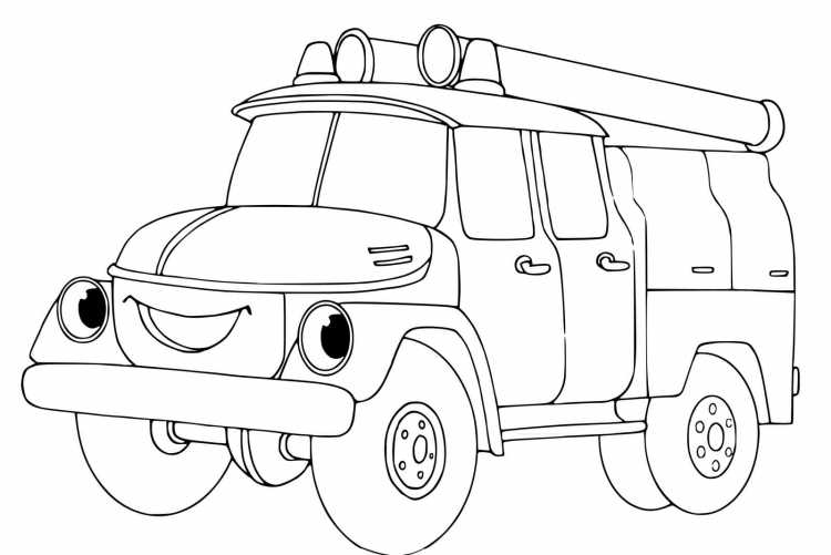 Пожарная машина раскраска для детей