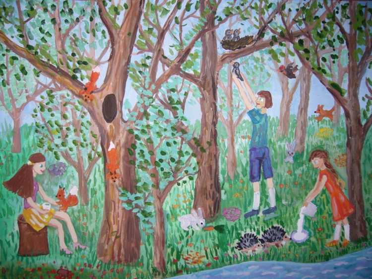 Рисунок на тему человек и природа