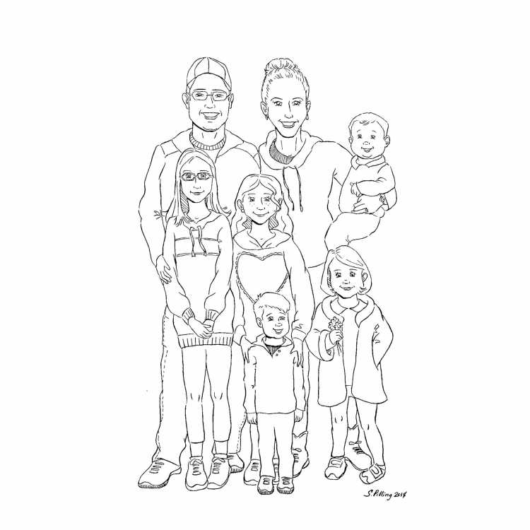 Семья раскраска для детей
