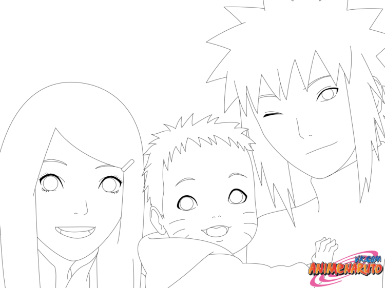 Раскраска Наруто Кушина и Минато