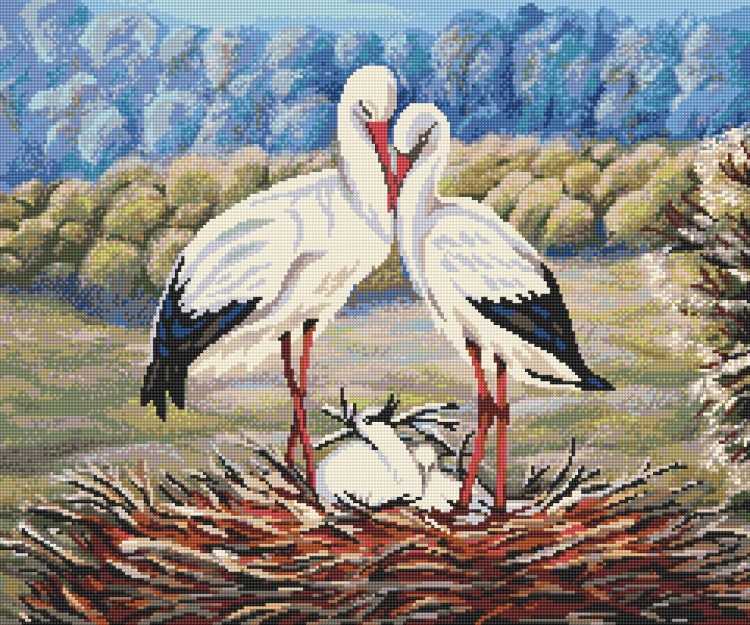 Аист живопись