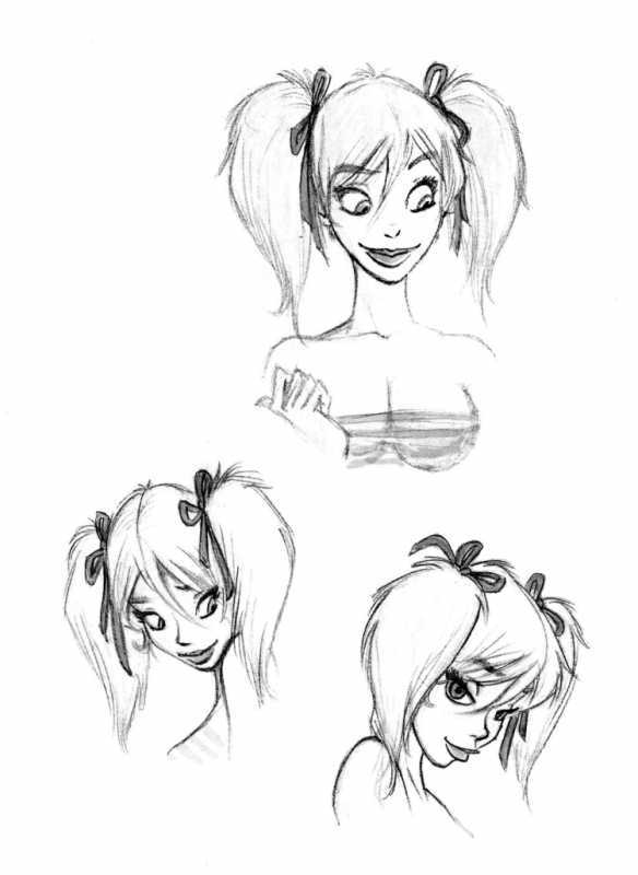 Скетчи с мультяшными девушками