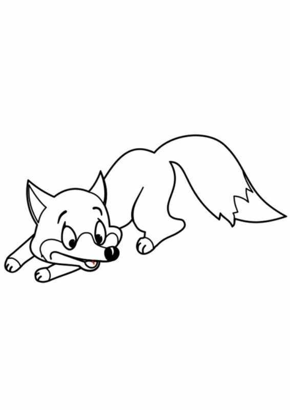 Раскраска лиса мультяшная