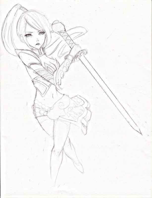 Аниме раскраска девушка воин