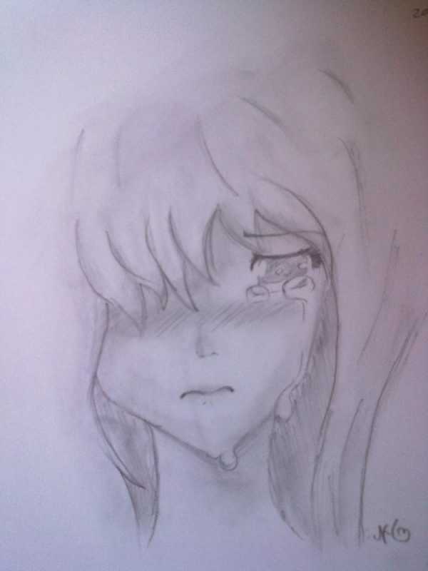 Аниме грустные простым карандашом