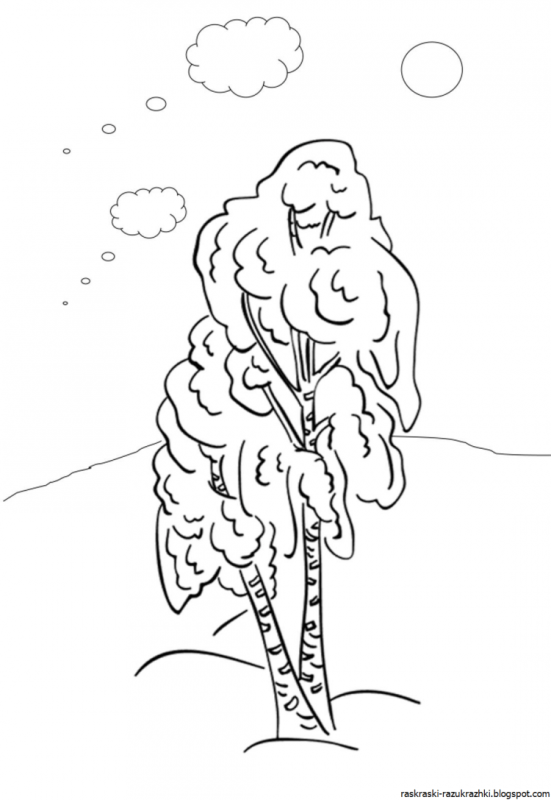 Дерево береза трафарет